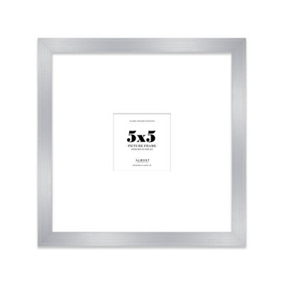 "5X5"" Silver Picture Frame - 5X5"" Square Frame With 2X2"" Mount For 5X5""/2X2"" Pictures Art Deco Style Gallery Wall, 1 Pack" - image 1