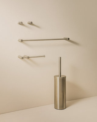 Cosmic Bathroom Accessory Set, Silver Matt, 5 Pieces, 2X Hooks, Toilet Brush And Holder, Toilet Paper Holder, Towel Rail - image 1