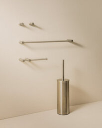 Cosmic Bathroom Accessory Set, Silver Matt, 5 Pieces, 2X Hooks, Toilet Brush And Holder, Toilet Paper Holder, Towel Rail - thumbnail 1