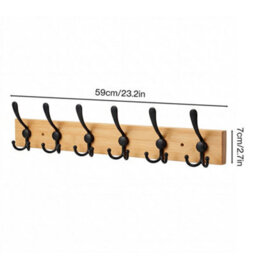 Levede Coat Rack Wall Mounted With Hooks Space Saving Bamboo Hallway Black - thumbnail 4