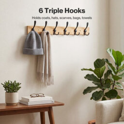Levede Coat Rack Wall Mounted With Hooks Space Saving Bamboo Hallway Black - thumbnail 5