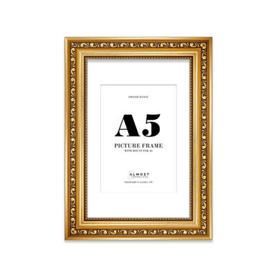 A5 Gold Ornate Picture Frame (21 X 14.7Cm) With Mount For A6 Poster, Photo, Artwork, Gallery Wall Or Print - image 1