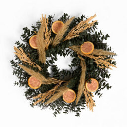 Ohs Dried Orange Artificial Wreath Flower Foliage Wedding Home Decor - thumbnail 2