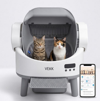 B2C Automatic Self Cleaning Cat Litter Box Open Top Wifi App 80L Litter Tray White Open-Top Litter Box (1 Bag Roll Included) - image 1