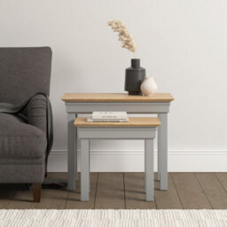 Seconique Bordeaux Nest Of 2 Tables - Pebble Grey/oak  Fully Assembled