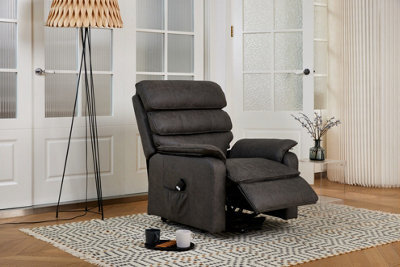 Home Detail Blair Electric Recliner Lift And Tilt Riser Armchair Air Leather, Grey - image 1