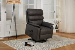 Home Detail Blair Electric Recliner Lift And Tilt Riser Armchair Air Leather, Grey - thumbnail 2