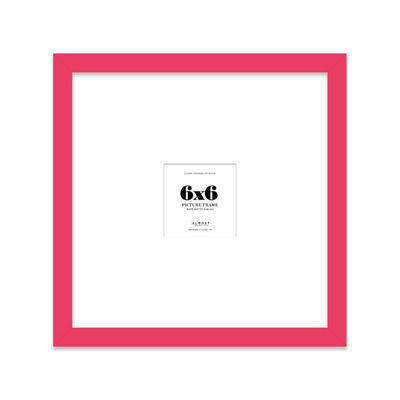 "6X6"" Bright Pink Picture Frame - 6X6"" Square Frame With 2X2"" Mount For 6X6""/2X2"" Pictures Art Deco Style Room Decor, 1 Pack" - image 1