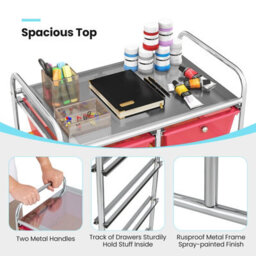 Costway 10 Drawers Storage Trolley Mobile Rolling Utility Cart Home Office Organizer - thumbnail 8