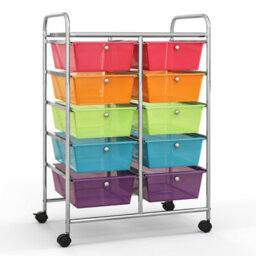 Costway 10 Drawers Storage Trolley Mobile Rolling Utility Cart Home Office Organizer - thumbnail 1