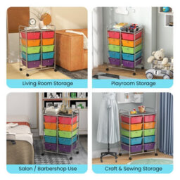 Costway 10 Drawers Storage Trolley Mobile Rolling Utility Cart Home Office Organizer - thumbnail 5