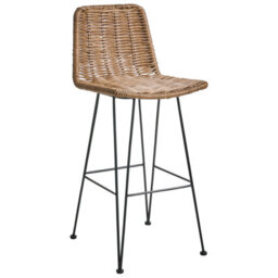 Beliani Set Of 2 Bar Chairs Cassita Rattan Brown - thumbnail 4