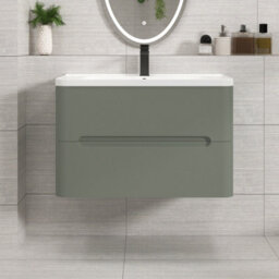 Royal Bathrooms Venice 800mm Sage Green Wall Hung Vanity Unit 2 Drawer With Ceramic Basin