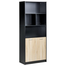 Beliani 2 Door Bookcase Zehna Brown/ Black - thumbnail 1