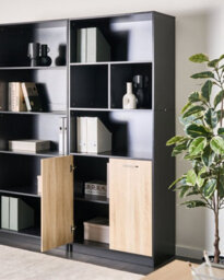 Beliani 2 Door Bookcase Zehna Brown/ Black - thumbnail 2