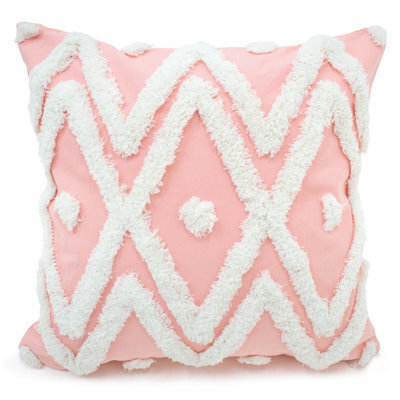 Intimates Textured Tufted Design Cushion - Decorative Sofa Accent With Durable Zip Closure And Easy Care - Pink