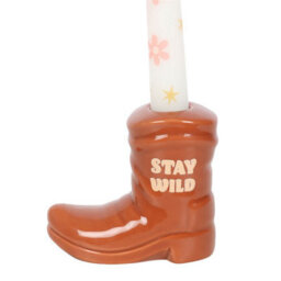 Cowboy Boot Candle Holder With Taper Candle - Western Decor For Cowgirls - thumbnail 3