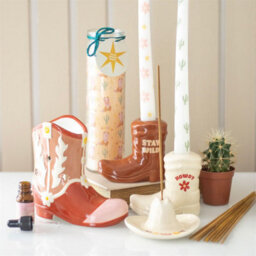 Cowboy Boot Candle Holder With Taper Candle - Western Decor For Cowgirls - thumbnail 5