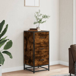 Vidaxl Sideboard Smoked Oak 35.5X35X76 Cm Engineered Wood And Metal - thumbnail 3