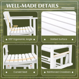 Costway 2 Seats Outdoor Glider Bench Poplar Wood Patio Swing Glider Loveseat Chair With Armrests - thumbnail 7