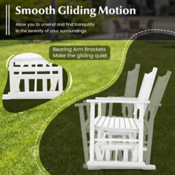 Costway 2 Seats Outdoor Glider Bench Poplar Wood Patio Swing Glider Loveseat Chair With Armrests - thumbnail 4
