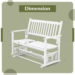 Costway 2 Seats Outdoor Glider Bench Poplar Wood Patio Swing Glider Loveseat Chair With Armrests - thumbnail 3