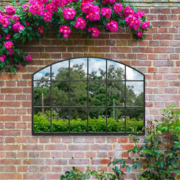 Mirroroutlet The Arcus Black Arched Wall Garden Mirror 110Cm X 75Cm - thumbnail 1