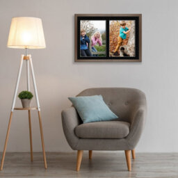 AK Frames 20X14 Walnut Sleek Multi Photo Frame With Black Mount - Holds 2 Apertures (2X) A4 Photos - thumbnail 3