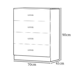 Fwstyle 3 Piece White Bedroom Furniture Set Bedside Chest Wardrobe - thumbnail 7