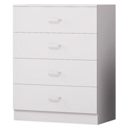 Fwstyle 3 Piece White Bedroom Furniture Set Bedside Chest Wardrobe - thumbnail 4