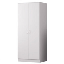 Fwstyle 3 Piece White Bedroom Furniture Set Bedside Chest Wardrobe - thumbnail 3