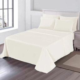 Ameha Cream Flat Sheet 100% Egyptian Cotton Bedsheet Breathable Non Iron Fade Resistant Hotel Quality Super King (270 X 310 Cm) - thumbnail 8