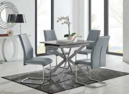 Furniturebox Uk Lira 100Cm Grey Metal Extending Dining Table & 4 Grey Lorenzo Chairs - thumbnail 1