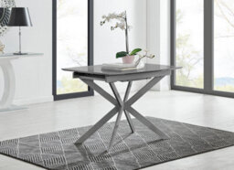Furniturebox Uk Lira 100Cm Grey Metal Extending Dining Table & 4 Grey Lorenzo Chairs - thumbnail 2