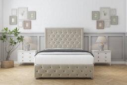 "Comfort Winchester Cream Plush Divan Bed Set No Drawers - 26"" Strutted & 12"" Footboard 5' King" - thumbnail 1