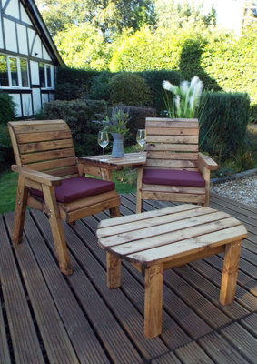 Charles Taylor Trading Twin Companion Dining Set Angled With Cushions - W160 X D170 X H98 - Fully Assembled - Burgundy - image 1
