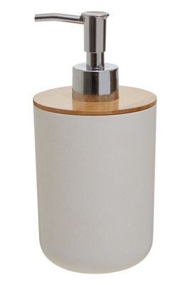Orsina 500Ml White Hand Soap Pump Dispenser, Sleek Bamboo Fibre Soap & Soap Dispenser For Bathroom Or Kitchen - image 1
