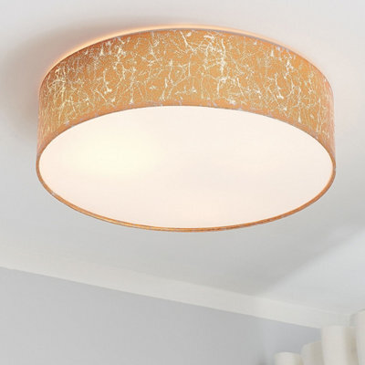 Beliani Flush Lamp Silver With Polycotton Shade 45 Cm - Ceiling Light For Living Room Bedroom Dining - image 1