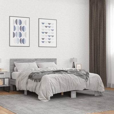 Berkfield Bed Frame Without Mattress Grey Sonoma 135X190 Cm Double - image 1