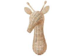 Wyld And Coco Handmade Natural Rattan Giraffe Wall Decor - Vertical Nursery Wall Sculpture, Neutral Finish - thumbnail 3