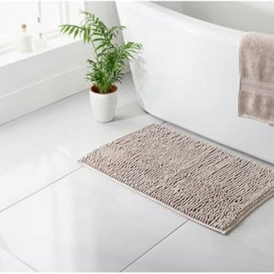 Biznest Microfibre Noodle Bath Mat - Biscuit Provides The Perfect Feel When Stepping In And Out
