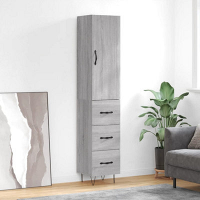 Berkfield Highboard Grey Sonoma 34.5X34X180 Cm Engineered Wood - image 1