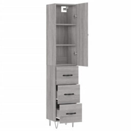 Berkfield Highboard Grey Sonoma 34.5X34X180 Cm Engineered Wood - thumbnail 4