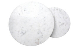 Aspect Furniture Hiba Marble Nest Of Tables In White With Black Metal Bases - thumbnail 3