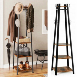 Fativo  181Cm Height Sturdy Coat Rack Stand 4 Shelves Hall Trees 8 Hooks Hat Handbag Hanger - thumbnail 1