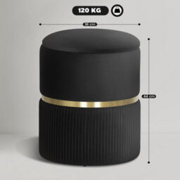 Homcom Round Pouffe Storage Footstool With Hidden Space, Black - thumbnail 3