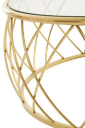 Orsina Modern Gold Round Coffee Table With Clear Glass, Gold Finished Storage Table,  Decorative Table For Hallways - thumbnail 5