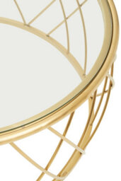 Orsina Modern Gold Round Coffee Table With Clear Glass, Gold Finished Storage Table,  Decorative Table For Hallways - thumbnail 3