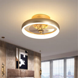 17 Inch Slim Recessed Gold Bladeless Ceiling Fan Light with Remote Control, Dimmable LED 6500K, Ideal for Bedrooms - thumbnail 3