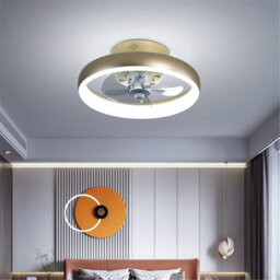 17 Inch Slim Recessed Gold Bladeless Ceiling Fan Light with Remote Control, Dimmable LED 6500K, Ideal for Bedrooms - thumbnail 2